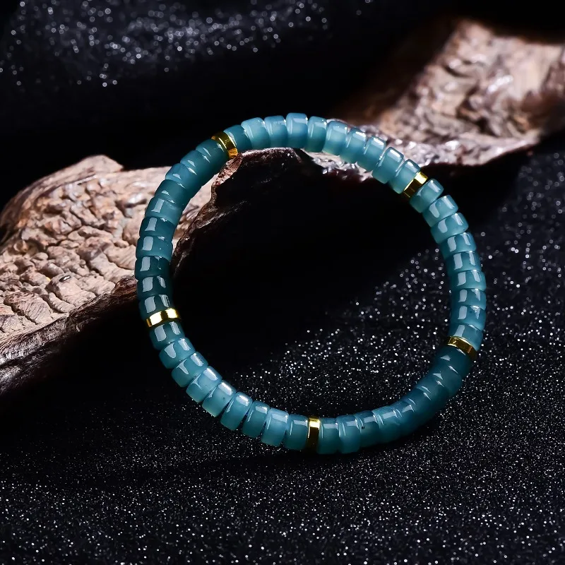 Natural Jadeite Blue Water Abacus Beads Spacer Bracelet Luxury Quality Jewelry Fashion Jewelry Exquisite Charms Gift Certificate - view 2