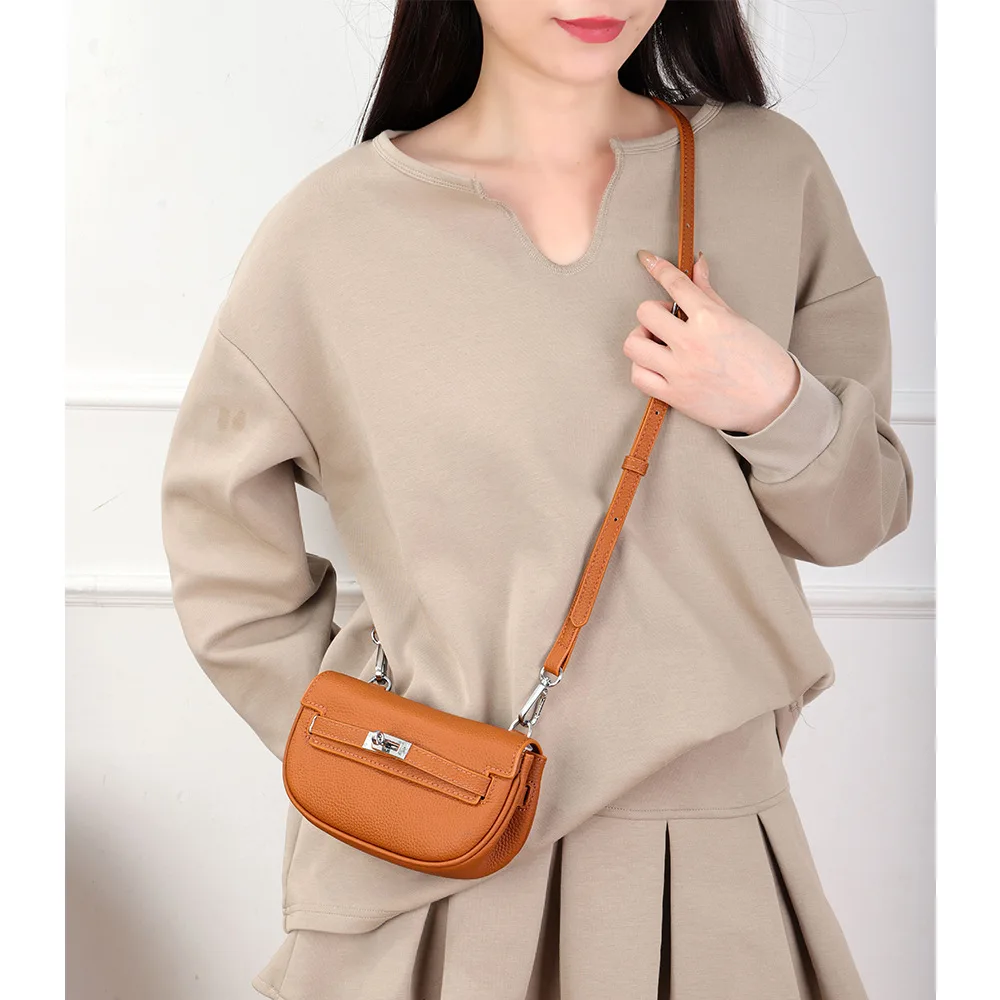 

2025 New Genuine Leather Crossbody Bag for Women Fashion Lightweight Shoulder Bag Top Grain Cowhide Leather Kelly Bag