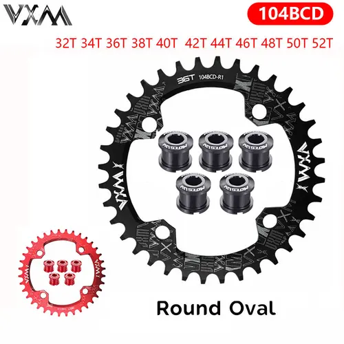 Vxm estrecho anillo ancho 104 BCD con perno 30t - 52t MTB bicicleta de montaña anillo Oval / circular 104bcd 38 36 dientes