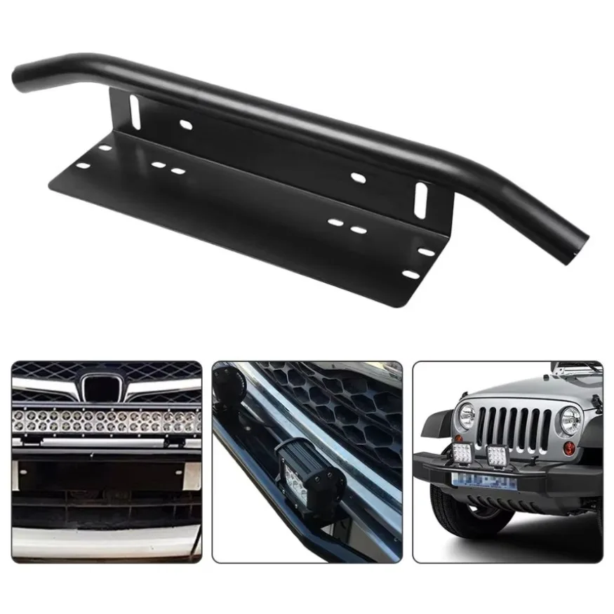 23inch Car Front Bumper License Plate Mount Bracket Aluminium Bull Bar Style Holder For Driving Light Bar Car Jeep Truck SUV 1x