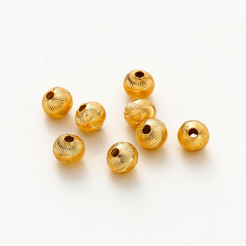 

20Pcs Spacer Bead 4/5/6mm 14K/18K Gold Plated Brass Round for Bracelet Necklace DIY Jewelry Making Accessories Wholesale