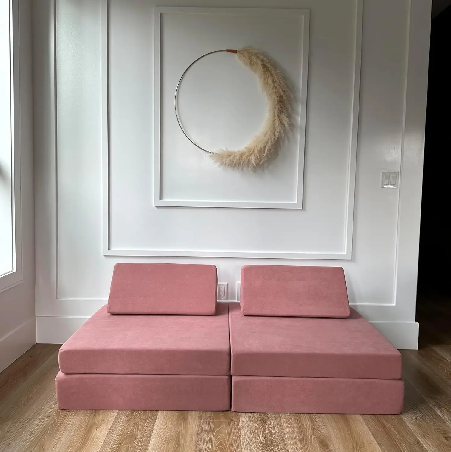 Kids Play Couch, Endless Configurations, Great for Forts and Imaginative Play (Blush Pink)