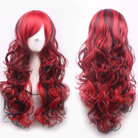 Ball Evening Dress Match Lady Long Curly Hair Music Festival Dress Up Colorful Wig Concert Woman Gradient Anime Cos Wig Cover
