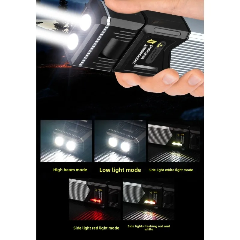 180 °   Lanterna led rotativa recarregável, display digital, alongamento, luz de trabalho, caneta magnética, gancho, tocha de emergência ao ar livre