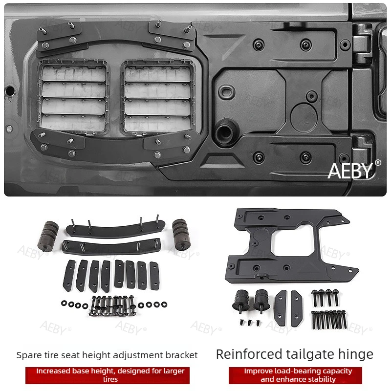 

For Jeep Wrangler 2018 Adjustable mounting seat for spare tire,Tailgate spare tire bracket heightening module,Car accessories