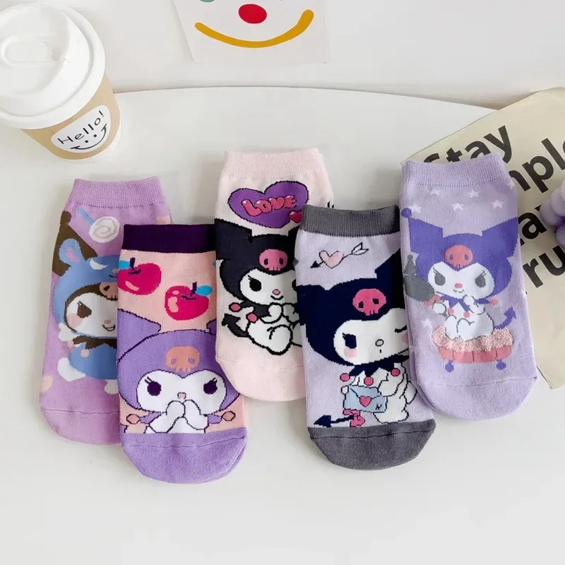 Kawaii Sanrio Hello Kitty socks anime socks Harajuku ship socks five pairs of cartoon cute female printed cotton socks wholesale