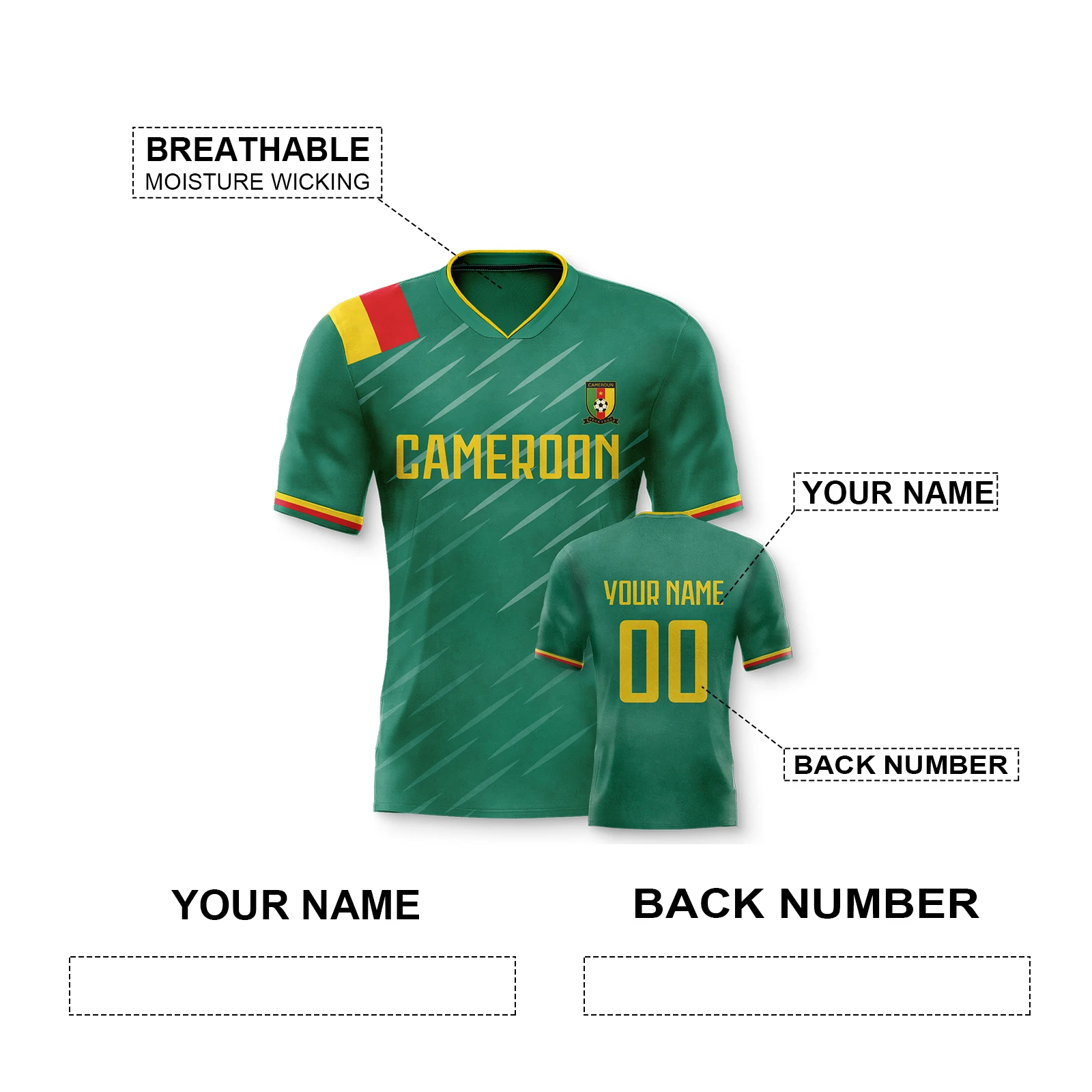 Personalized Cameroon Soccer Jersey Custom Name Number Football Shirt Kids Men Women Team Jersey