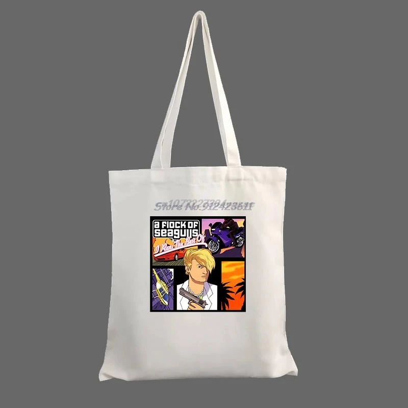 New Vintage A Flock Of Seagulls Discografia Album Printing Fashion Large-capacity Canvas College Summer Female Shoulder Bags