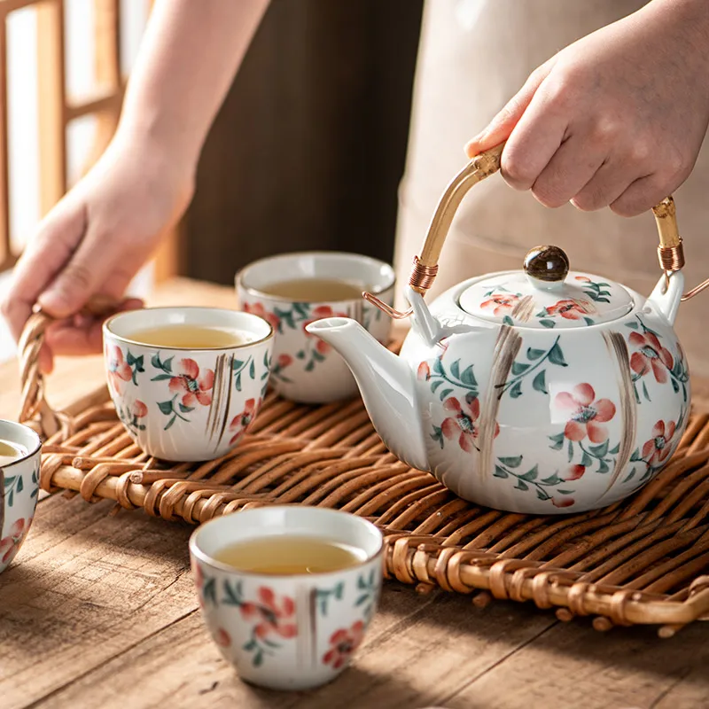 Japanese style teapot tea set, ceramic large capacity single dining room tea set, filter heat-resistant cooling kettle