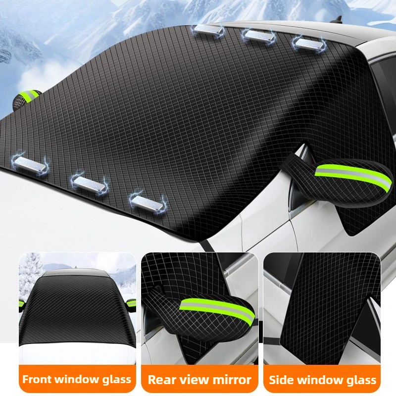 

Heavy-Duty Magnetic Car Anti-Frost Snow Cover with Reflective Strips Fit SUVs Mid-Sized Cars Off-Road MPVs Windshield Protector