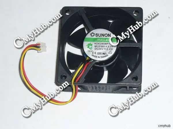 For SUNON KDE1206PTV3 MS.B1883.A.X.GN DC24V 2.4W 6025 6CM 60mm 60x60x25mm 3Pin 3Wire Cooling Fan KDE1206PTV3 MS.B1883.A.X.GN