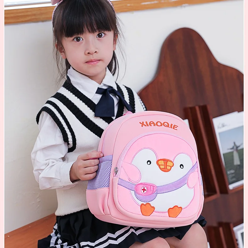 Primary School Students Cartoon Penguin Small Backpacks New Cute Kindergarten Baby Schoolbags for Girls Boys Fashion Breathable