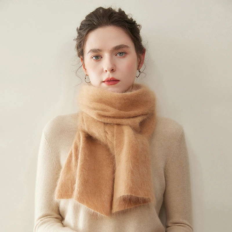 

Женский легкий роскошный шарф из 100% чистого кашемира, толстая вязаная шаль, зимняя теплая защита шеи, мягкая уютная накидка для женщин