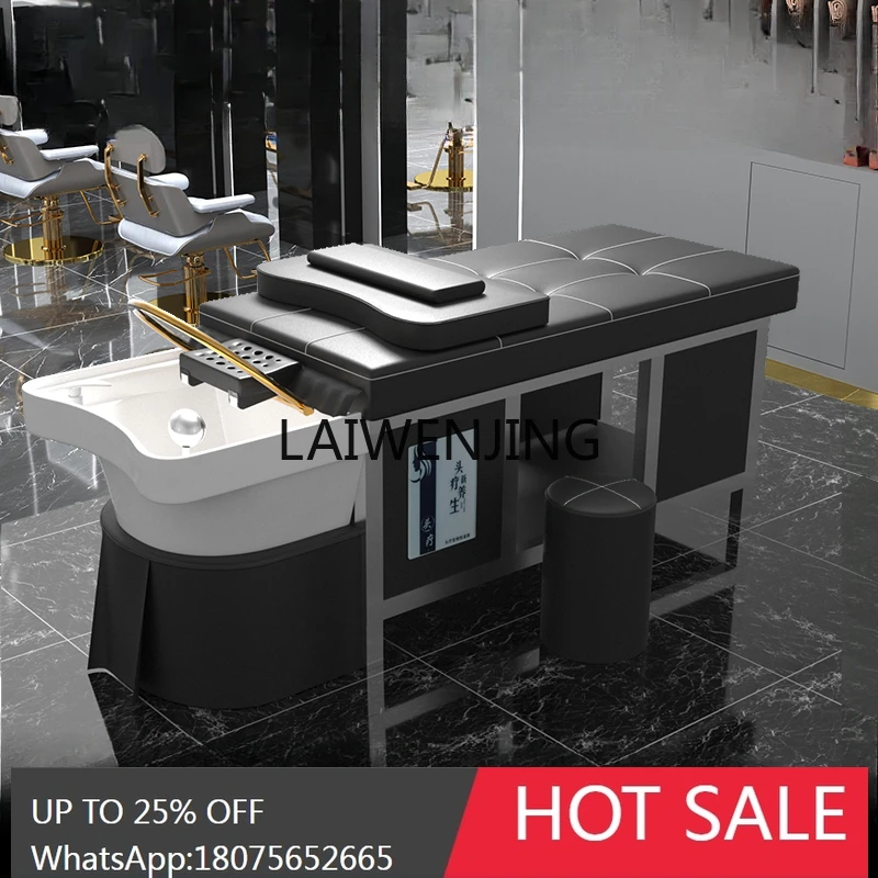 ceramic basin with water circulation fumigation integrated multi-functional beauty head treatment bed