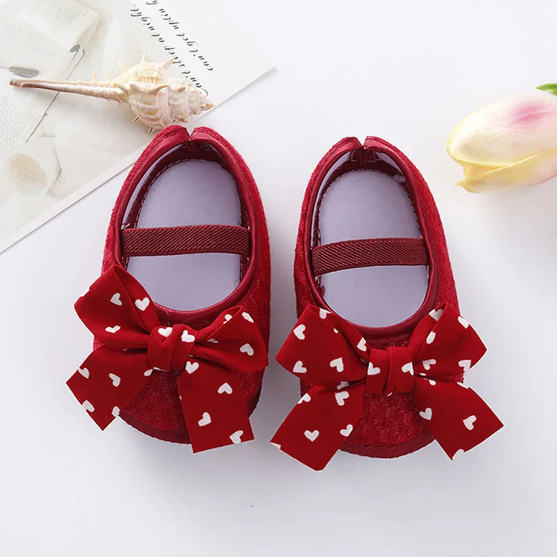 Lovely Bow Princess Baby Shoes Soft Bottom Anti-slip Infant Soled Newborn First Walkers Solid Toddler Cotton Shoes Prewalker