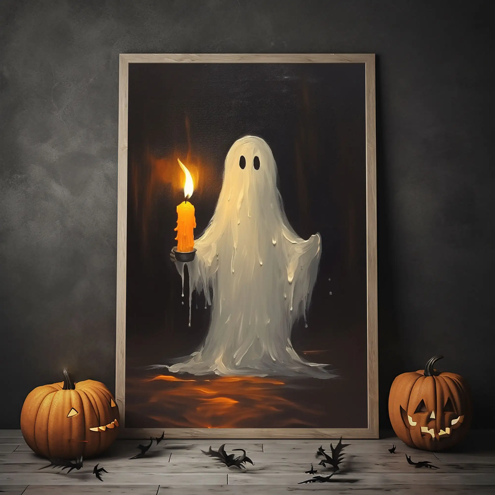 

Funny Pumpkin Candle Ghost Halloween Canvas Painting Festival Home Decor Pop Art Retro Poster Print Children's Room Wall Picture