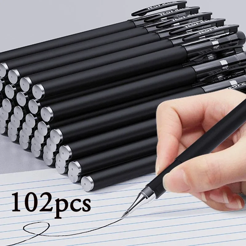 

102pcs/Set Gel Pen Rod For Student Bullet Needle Tip 0.5 Study Roller Ball Pen Carbon Replaceable Refill Black Blue Red Ink