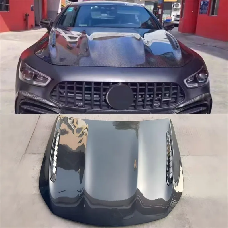 

Для Mercedes-Benz GT50 GT53 GT63 AMG 2015-2022: Комплект для модернизации капота и крышки двигателя из настоящего сухого карбона, автозапчасти