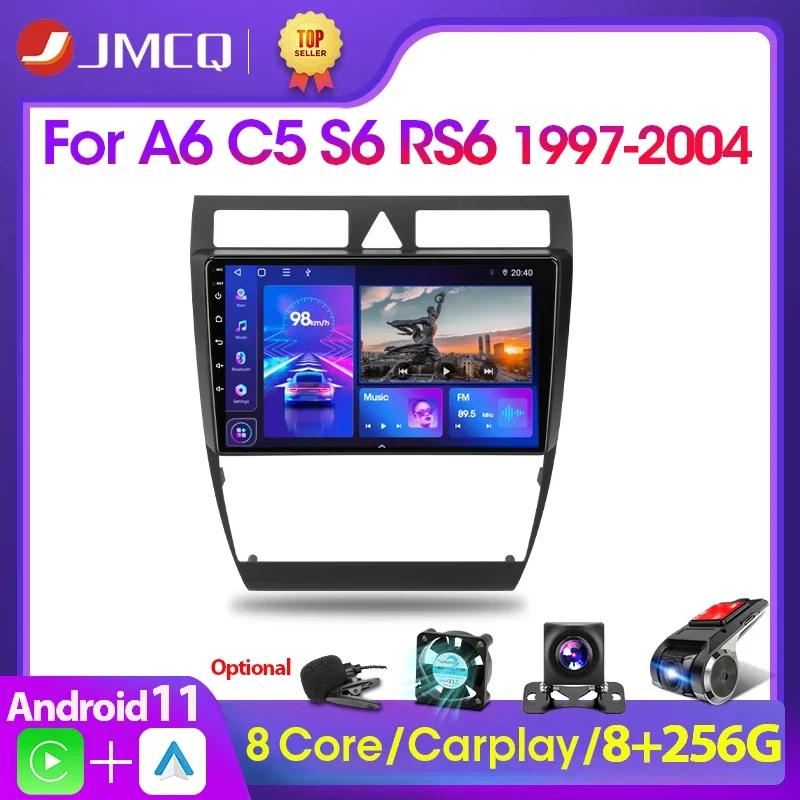 

JMCQ 2 Din 4G+WiFi Car Radio For Audi A6 C5 1997-2004 S6 RS6 Multimedia Player Android 11 GPS Navigation Head Unit 2din Carplay