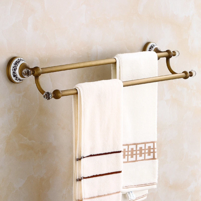 

Ceramic bathroom pendant Nordic brass antique towel bar, bathroom double bar towel rack, bathroom wall hanging set