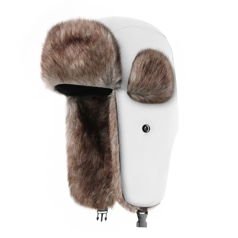 قبعة شتوية مقاومة للماء مع حماية للأذن للتزلج في الهواء الطلق وعاصفة ثلجية دافئة معزولة حراريًا من الفرو للجنسين