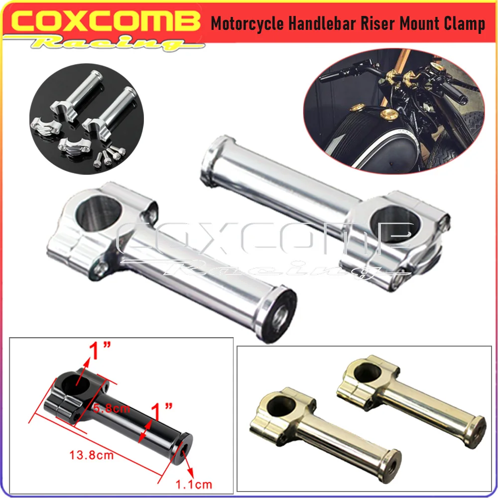 

1 Pair 1" Handlebar Riser Kit Motorcycle 25mm Handle Bar Mount Clamp Rise Universal For Harley Softail Dyna Touring Sportster XL