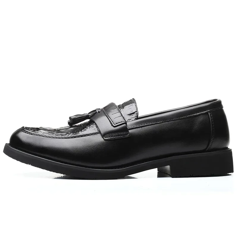 British Style Men's Shoes Small Leather Shoes Men's Business Formal Wear Casual Soft Bottom Black Driving Slip-on Shoes