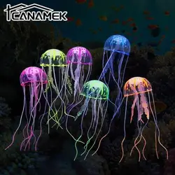 Medusas artificiales coloridas y brillantes, decoración de Acuario, Mini adorno, suministros para mascotas acuáticas