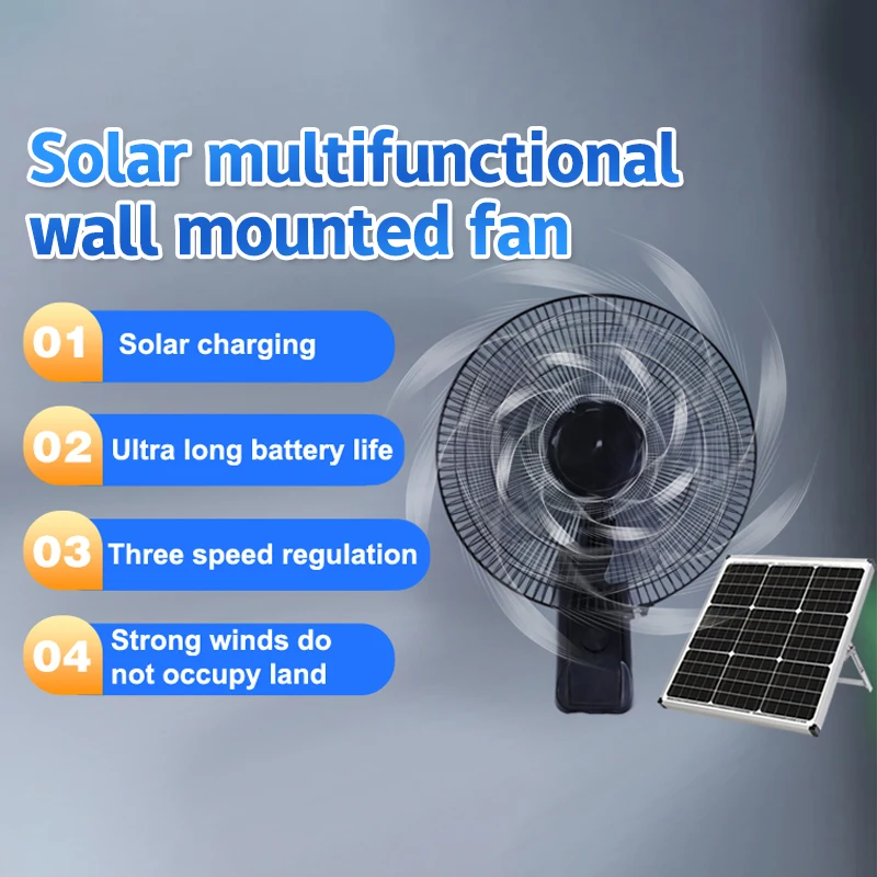 Hot Selling Solar Fan Charging Set Large Air Volume Long Endurance Outdoor Fan Wall Use