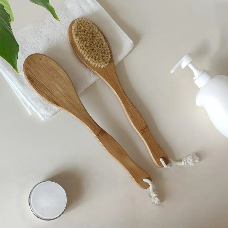 

1 шт. Деревянная щетка для душа с длинной ручкой и щетиной, массажная щетка для тела и спины, отшелушивающая щетка для ванны, инструмент для мытья в ванной
