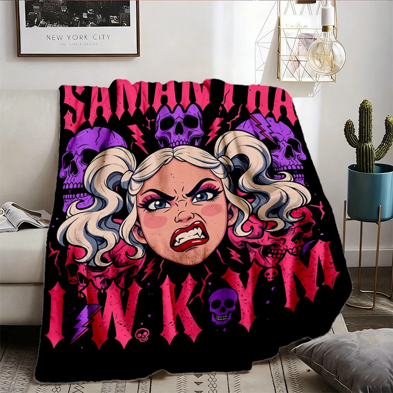 Samantha in K.Y.M Flannel Blanket, Dungeon Crawler Carl Flannel Blanket, DCC LitRPG Fantasy Book Lover Gift