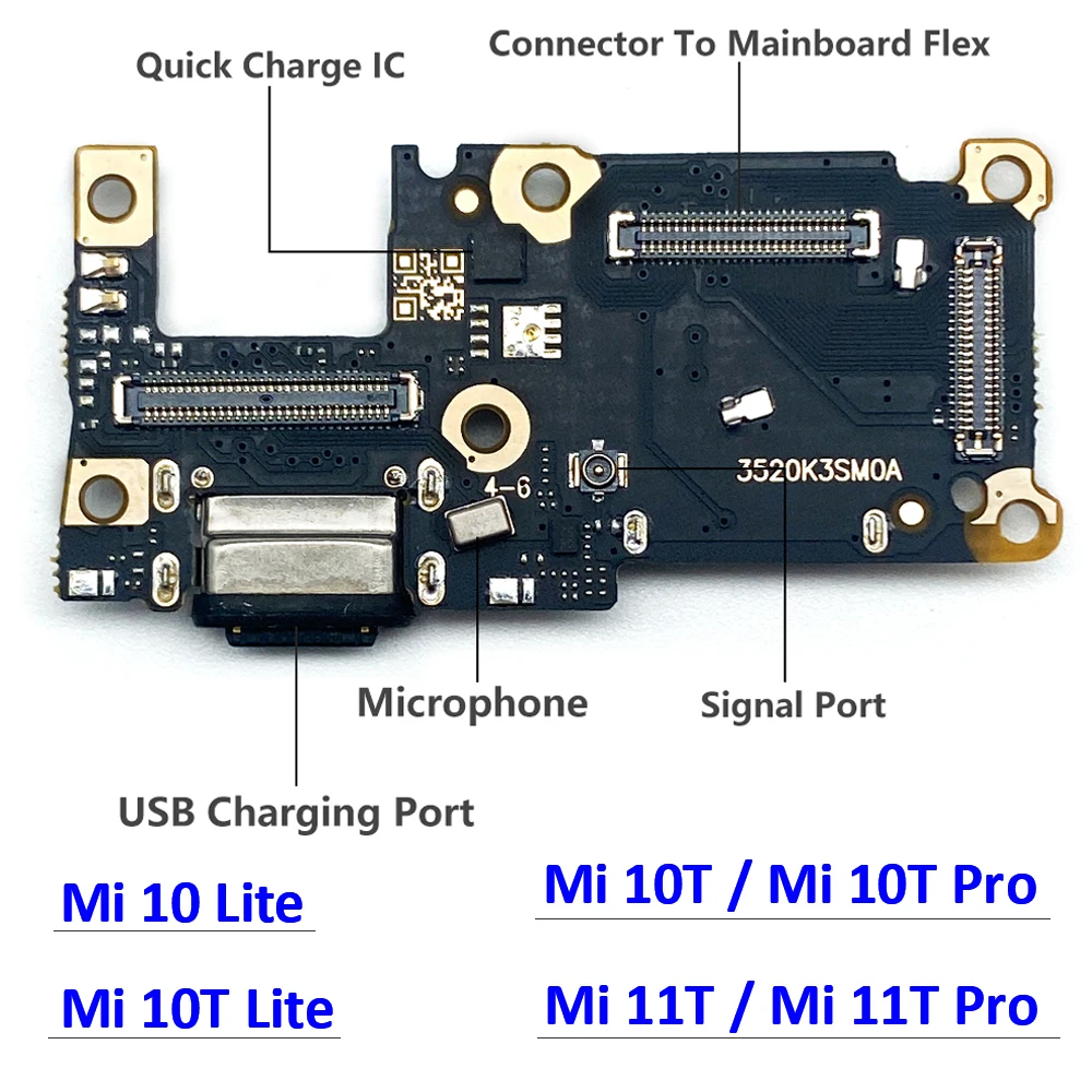 NEW USB Charging Port Microphone Socket Dock Plug Connector Board Flex For Xiaomi Mi 9 se 10T 10 Lite 10T 11T Pro fast charging