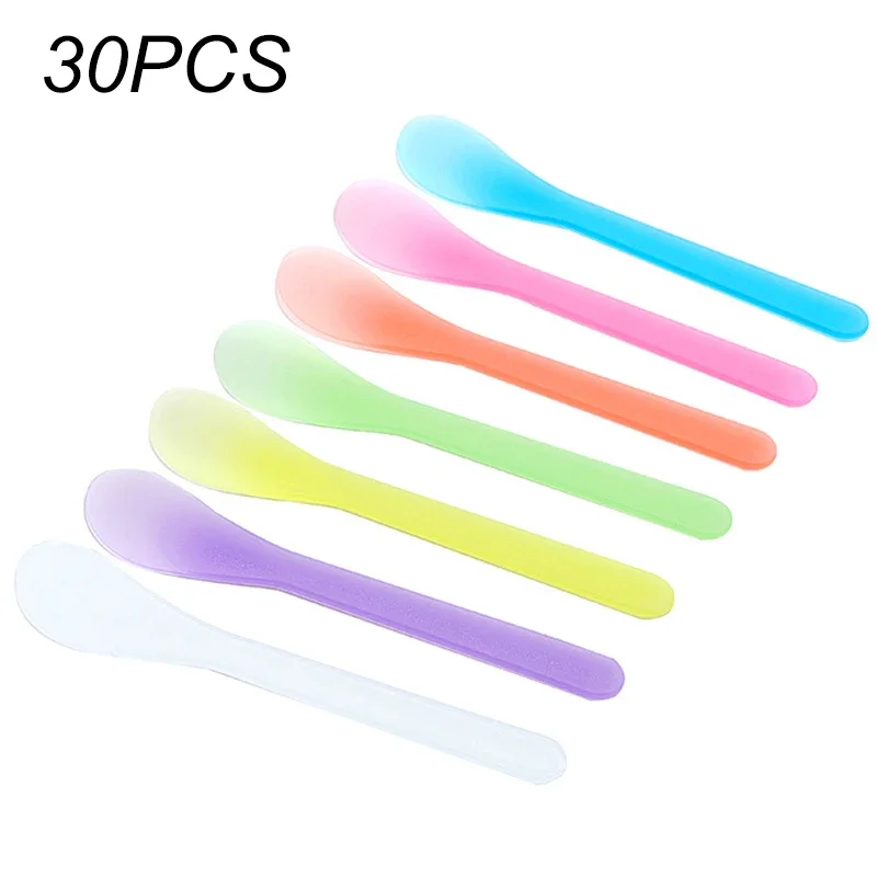 30 pièces mélange de couleurs masque Facial brosse Mini plastique visage cuillère bâton crème spatule Scoop applicateur cosmétique bricolage boue mélange Scoop