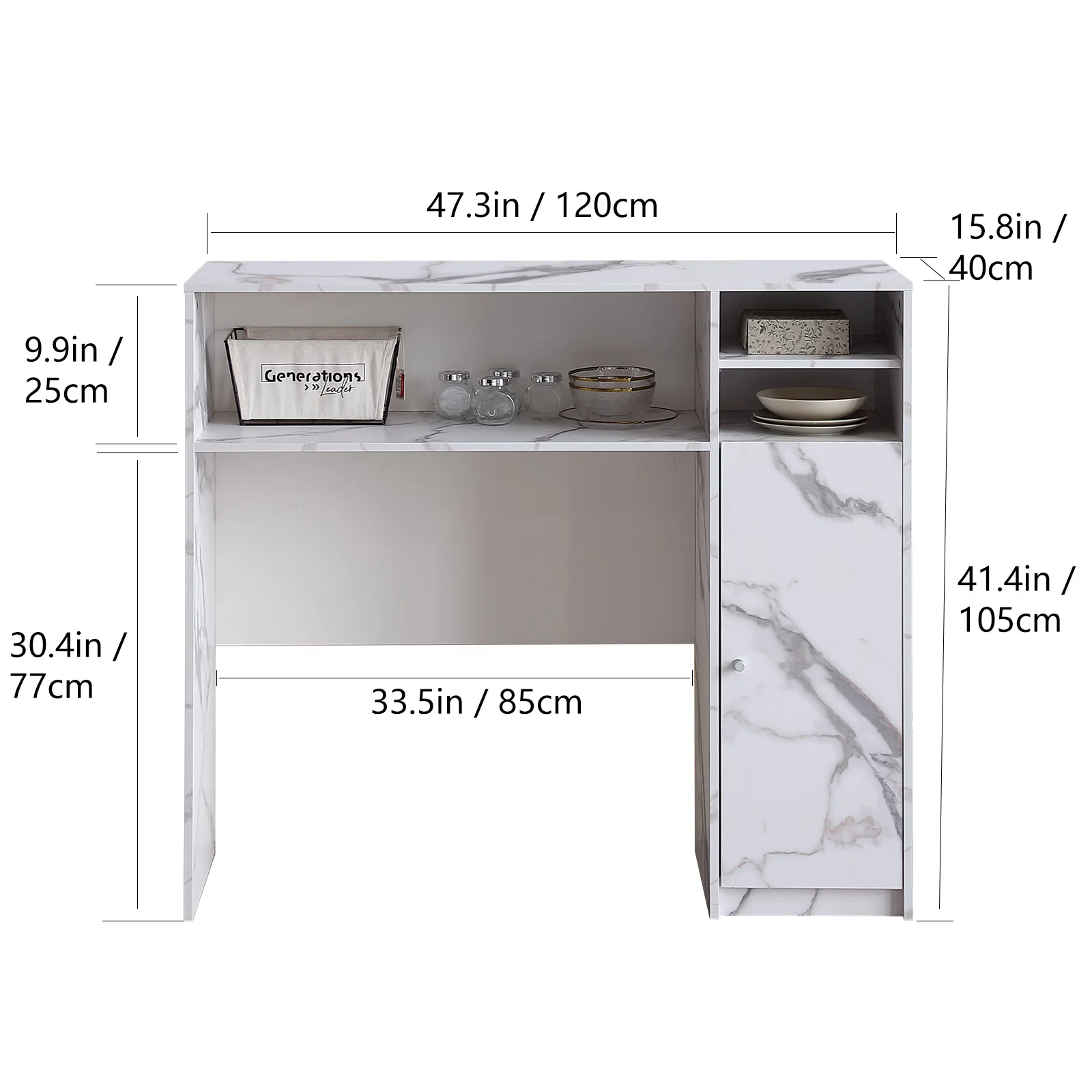 Immagine 4: Armadietto da buffet con portaoggetti, credenza per riporre il tavolo pieghevole, mobiletto da cucina con ripiani, consolle moderna