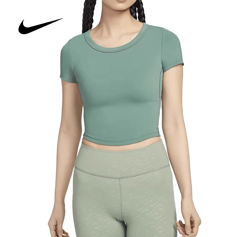 

Женская летняя укороченная футболка Nike с высокой талией, облегающая, для бега и тренировок, с круглым вырезом FN2805-361