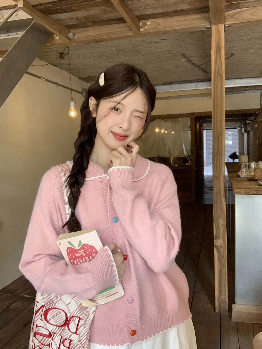 

Корейский мягкий уютный кардиган-свитер с пуговицами и воротником-стойкой для женщин, модный весенний топ с длинными рукавами