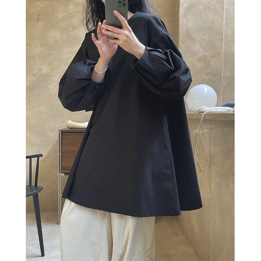 Lente Zomer Nieuw Koreaans ontwerp Artistieke ronde Ne Bubble Sve Doll Dr Losse afslankende A-lijn Dr Dameskleding