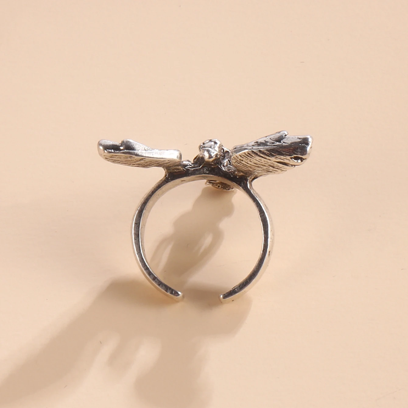 Vintage Angel Wings Rings for Men Women Antique Silver Color Opening Adjustable Natural Design Ring Jewelry Gift