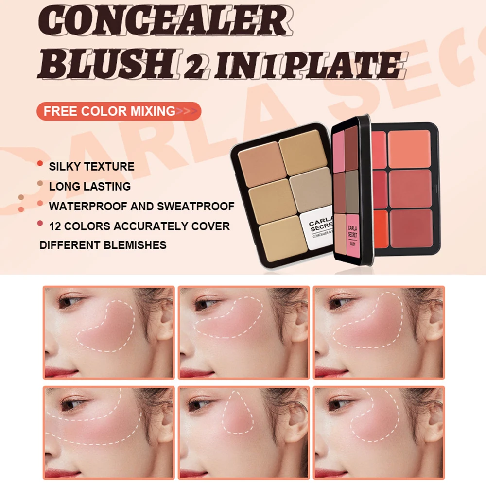 12 Kleuren Ijzeren Doos Blusher Plaat Multi-Color Crème Blush Plaat Contour En Markeerstift Palet Make-Up Blush Gezicht