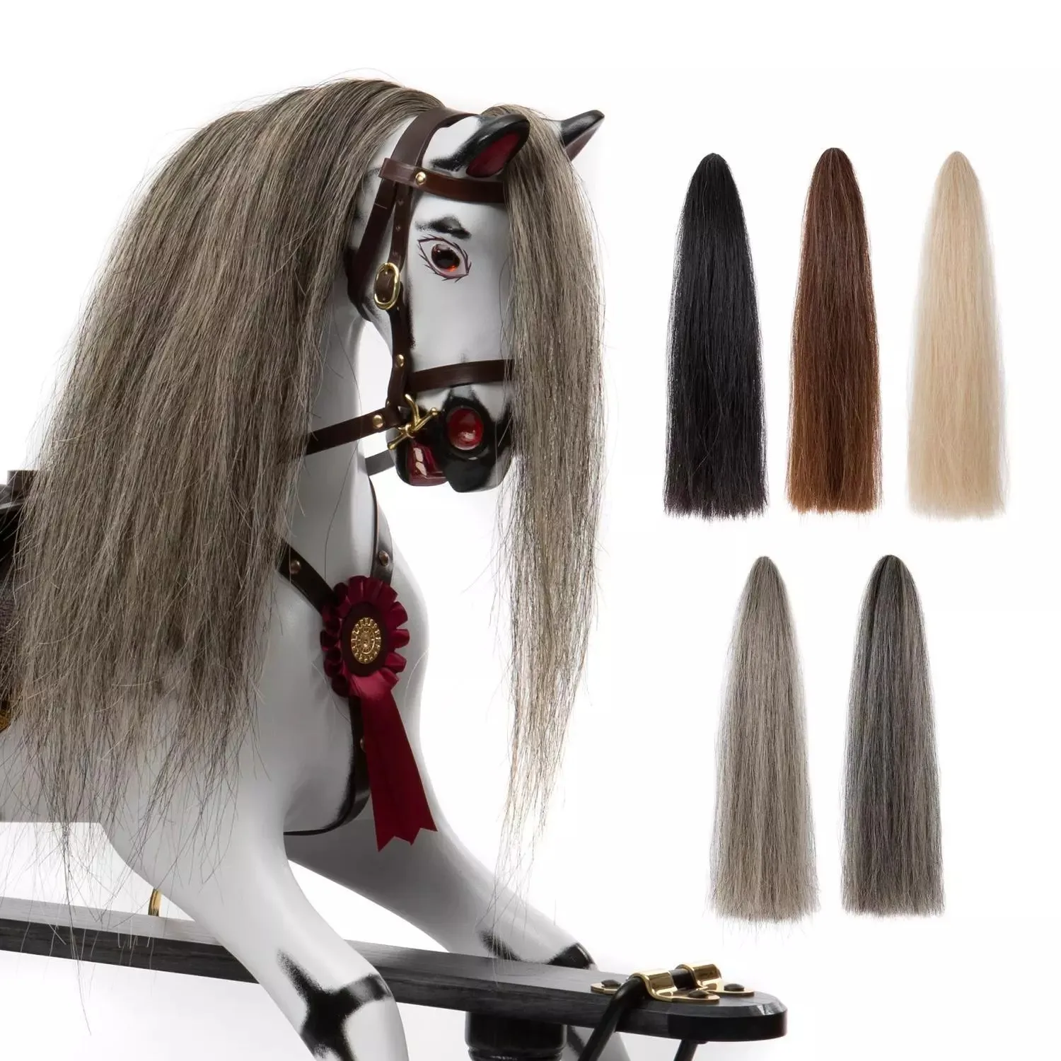 500g 100% Real Horse Tail Hair White/Black/Brown/Gray Cello/Double Bass/Violin Bow Hair, 82-85cm DIY HORSE TAIL EXTENSION