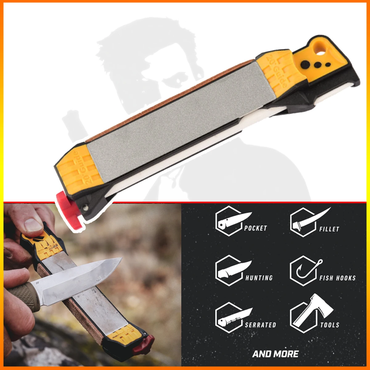 Professional Knife and Tool Sharpener  the Guided Field Hunting Knife and Fishhook arrow Sharpener Compact Travel Sharpener Tool