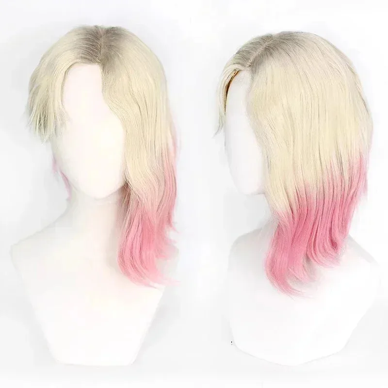 Wig Cosplay Kostum Halloween Across The Spider Verse Gwen Gradien Wig Sintetis Tahan Panas untuk Wanita Ha
