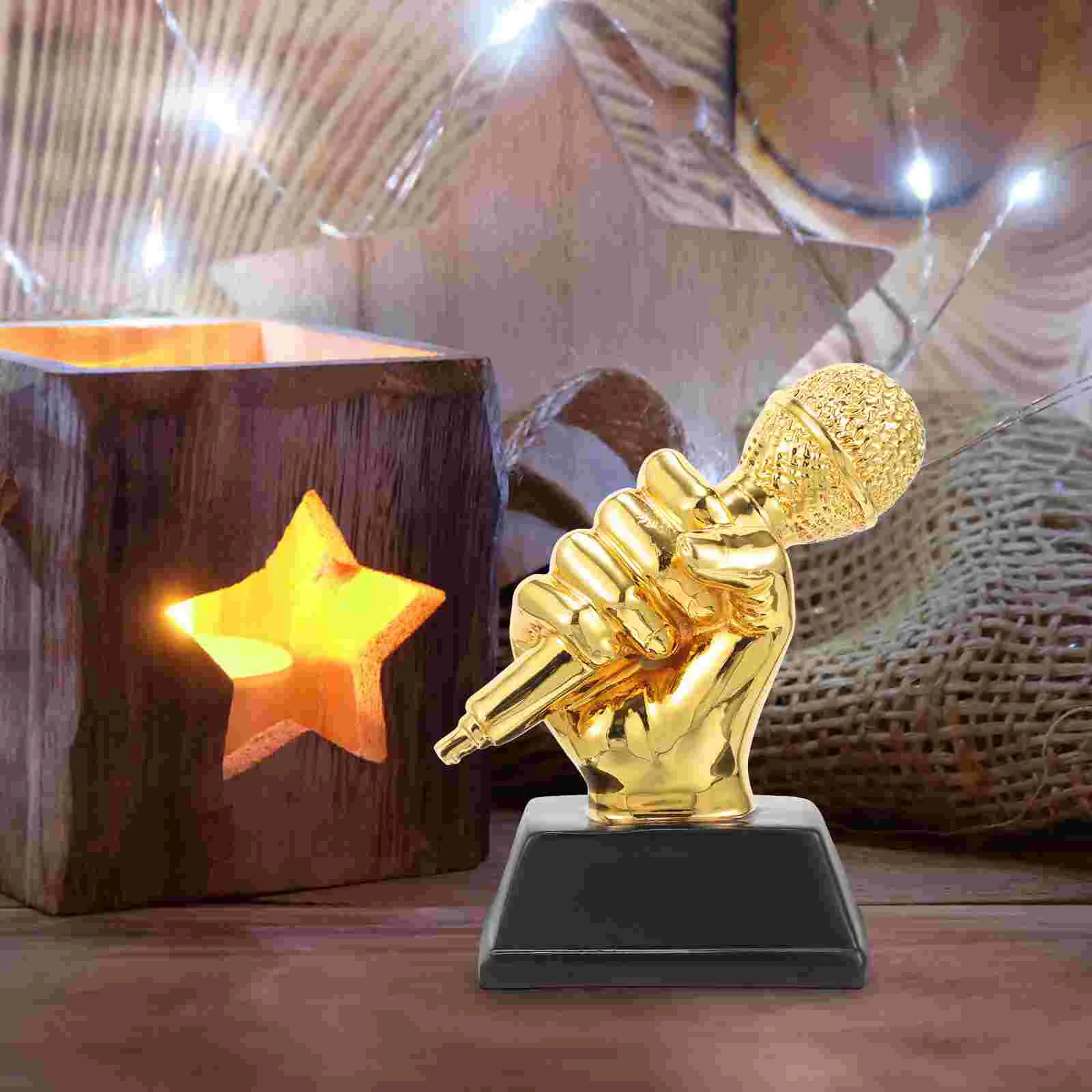 

Microphone Trophy For Competitions Adult Award Ornaments Funny Resin Cheer Contest