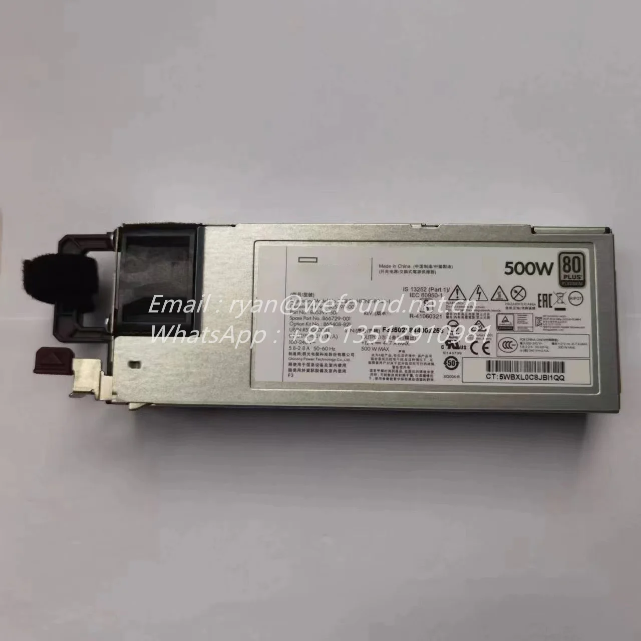 

HSTNS-PC40-1 for HPE G10 GEN10 SERVER 500W PLATINUM Power Supply GPN:865398-001 PN 865399-501 SPN 866729-001 OKN 865408-B21,OEM