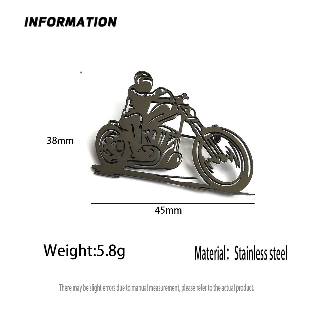 New gold-plated stainless steel men's brooch, waterproof and non-fading brooch for motorcycle riders, suit accessories