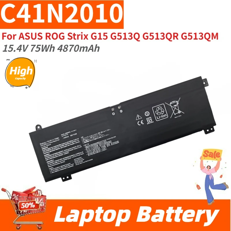 High Quality 15.4V 75Wh 4870mAh Laptop Battery C41N2010 for ASUS ROG Strix G513QR G513QM G15 G513Q Brand New Replacement Battery