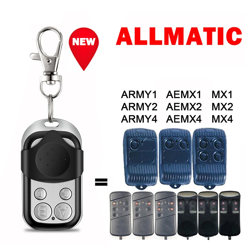 

ALLMATIC ARMY1 AEMX1 MX1 ARMY2 AEMX2 MX2 ARMY4 AEMX4 MX4 Пульт дистанционного управления для гаражных ворот 433 МГц Ручной передатчик