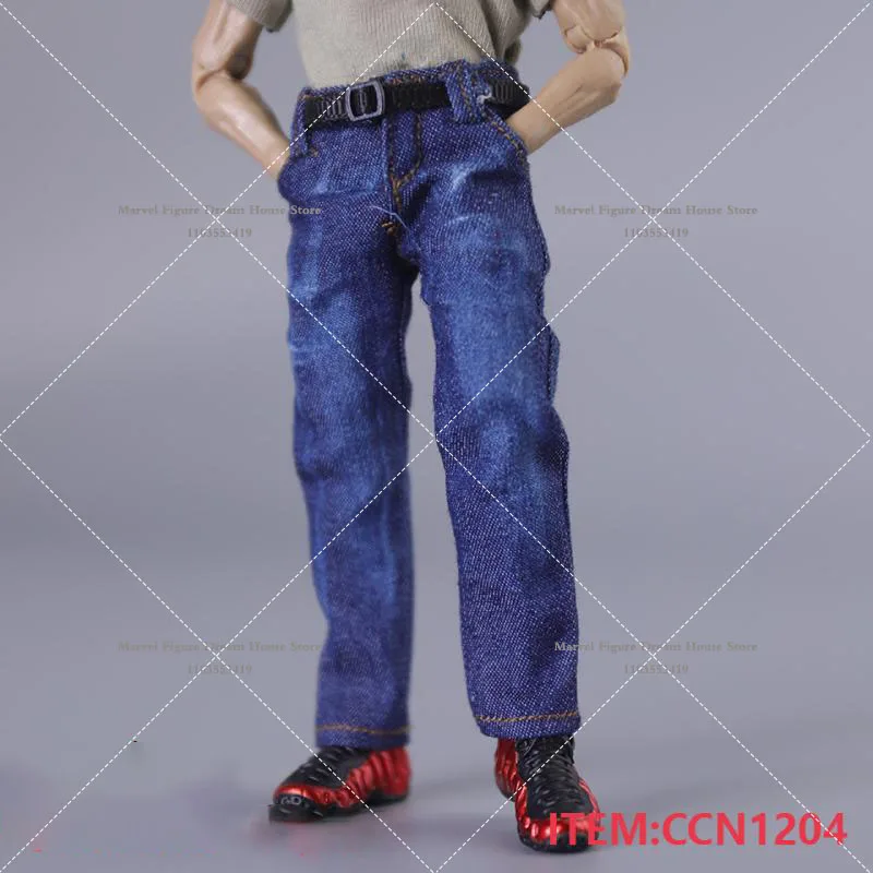 6 Colors CCN1204 1/12 Scale Male Soldier Hip Hop Jeans High Waisted Straight Leg Pants With Belt Fit 6in NW GW GT Action Figure