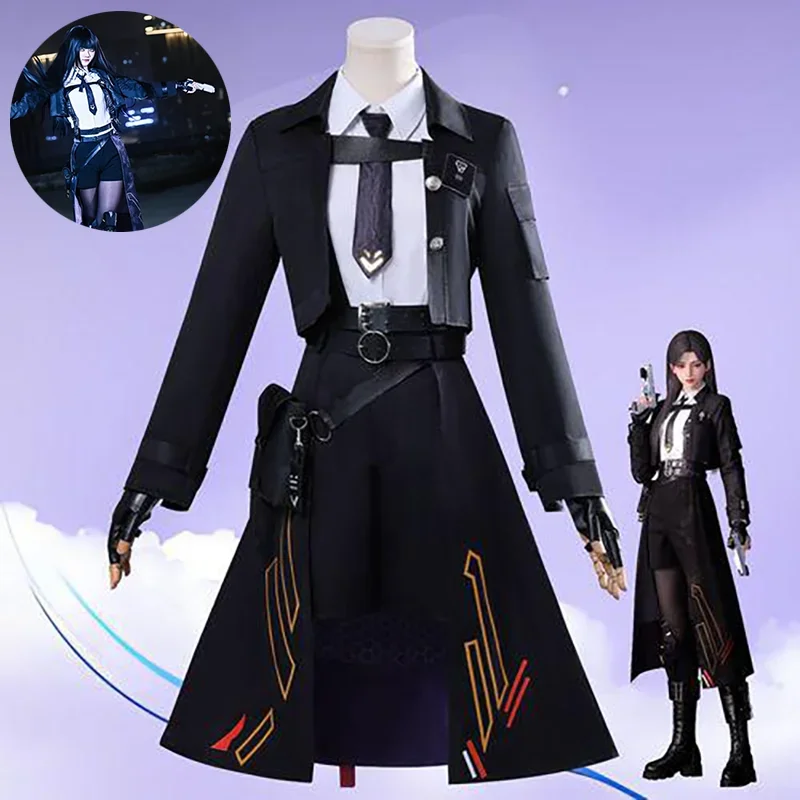 Disfraz de Cosplay de héroes para mujer, disfraz de Love And DeepSpace Nightbreaker, uniforme negro de sombra, traje de batalla con peluca para Halloween