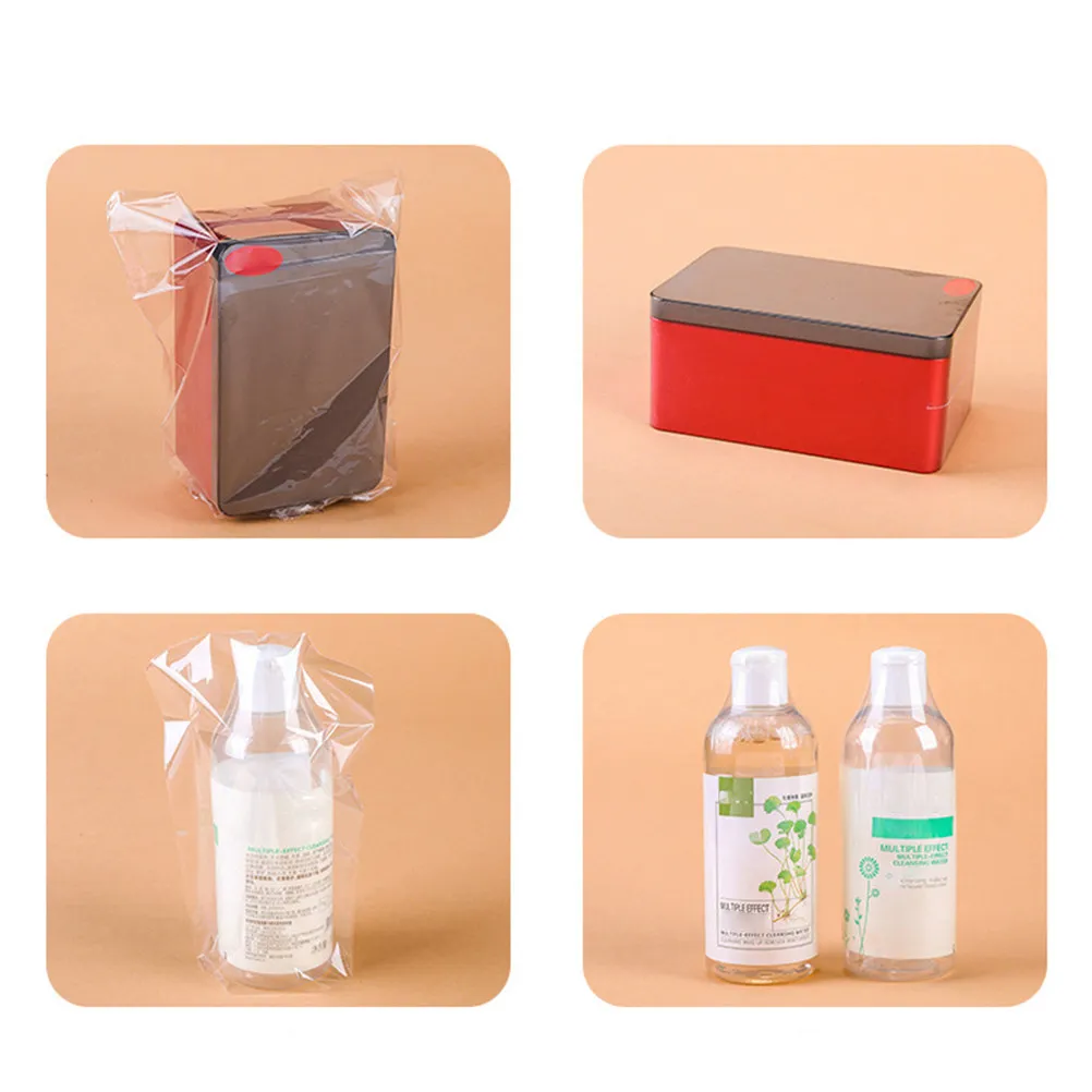 100Pcs PVC Shrink Wrap Bags High Quality Arc-Shaped Design for Irregular Products Gift Baskets Seal Shampoo Conditioner Lotion